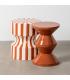 MESA AUXILIAR RAYAS TERRACOTA METAL 38 X 38 X 45,50 CM