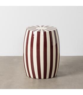 MESA AUXILIAR RAYAS BURDEOS METAL 35 X 35 X 46 CM