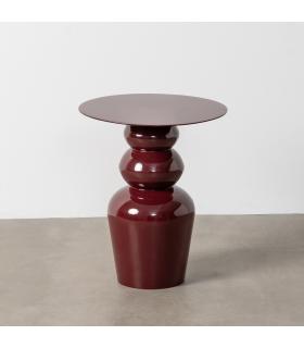 MESA AUXILIAR BURDEOS METAL DECORACIÓN 38 X 38 X 46 CM