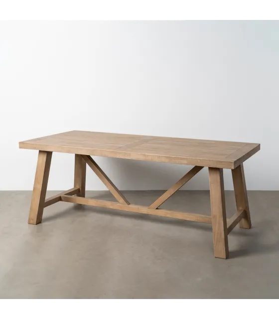 MESA COMEDOR NATURAL MADERA DE CAUCHO 200 X 90 X 77,50 CM