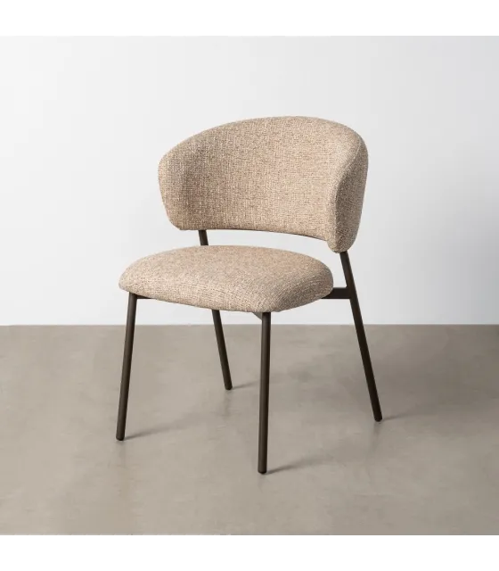 SILLA JASPEADO BEIGE-MARRÓN TEJIDO-METAL 57 X 60 X 81 CM