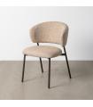 Beige and Brown Mottled Fabric and Metal Chair 57 x 60 x 81 cm