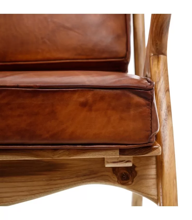 Brown Armchair Wood Teka / Skin Salon 60 x 75 x 74 cm