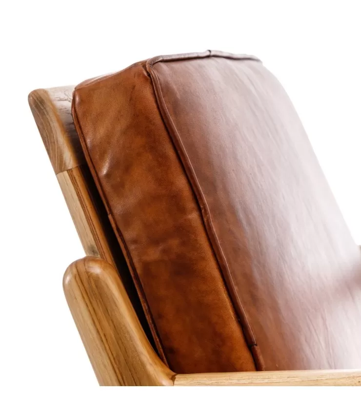 Brown Armchair Wood Teka / Skin Salon 60 x 75 x 74 cm