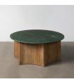 MESA CENTRO NATURAL-VERDE MADERA-MÁRMOL 97 X 97 X 41 CM