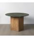 MESA COMEDOR NATURAL-VERDE MADERA-MÁRMOL 115 X 115 X 76 CM
