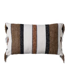 COJÍN BLANCO-MARRÓN ALGODÓN/TERCIOPELO 30 X 50 CM