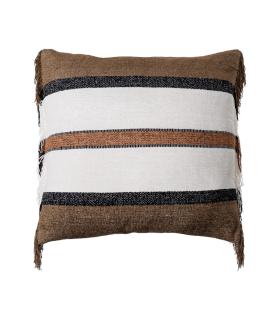 COJÍN BLANCO-MARRÓN ALGODÓN/TERCIOPELO 50 X 50 CM