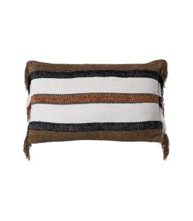 COJÍN BLANCO-MARRÓN ALGODÓN/TERCIOPELO 30 X 50 CM