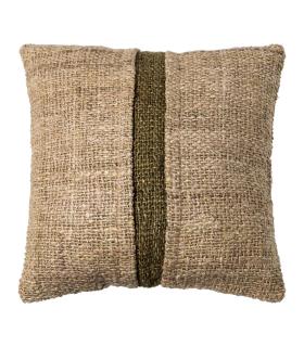 COJÍN BEIGE-VERDE VISCOSA-ALGODÓN 50 X 50 CM