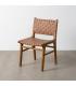SILLA MARRÓN MADERA TECA-PIEL SALÓN 50 X 56 X 87 CM