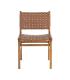 SILLA MARRÓN MADERA TECA-PIEL SALÓN 50 X 56 X 87 CM