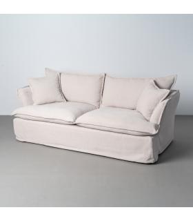 SOFÁ 3 PLAZAS CREMA TEJIDO 221 X 103 X 72 CM