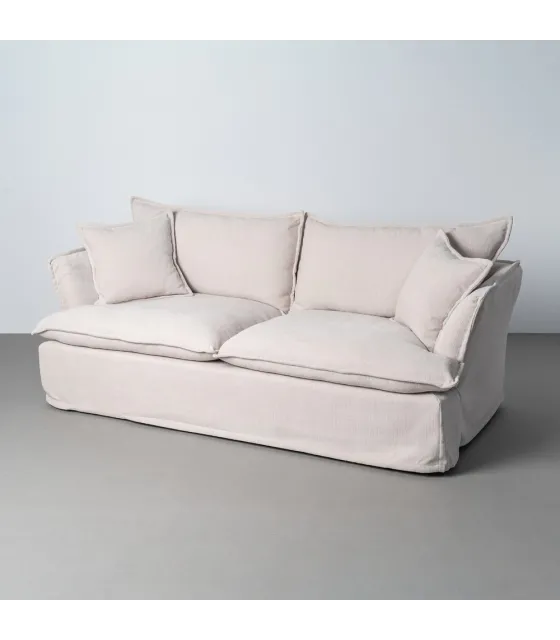 SOFÁ 3 PLAZAS CREMA TEJIDO 221 X 103 X 72 CM