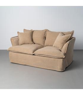 SOFÁ 2 PLAZAS BEIGE OSCURO TEJIDO 181 X 103 X 72 CM