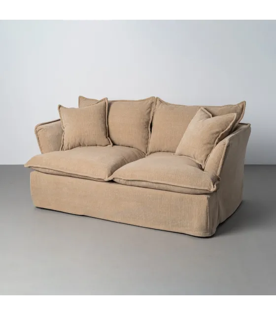 SOFÁ 2 PLAZAS BEIGE OSCURO TEJIDO 181 X 103 X 72 CM