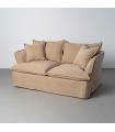 Beige dark fabric 2 seater sofa 181 x 103 x 72 cm