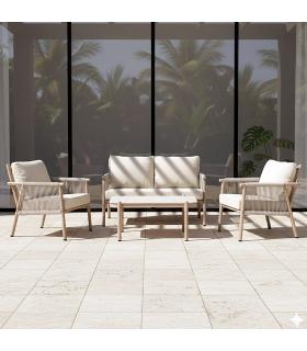 CONJUNTO JARDÍN ACERO-RATTÁN PE EXTERIOR 1 CM