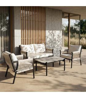 CONJUNTO JARDÍN ACERO-RATTÁN PE EXTERIOR 1 CM