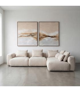 SOFÁ CHAISE LONGUE DERECHA CREMA TEJIDO 307 X 202 X 81 CM