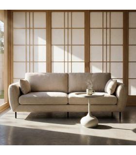 SOFÁ 3 PLAZAS CREMA TEJIDO-METAL 229 X 92 X 88 CM