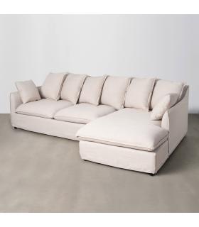 SOFÁ CHAISE LONGUE BEIGE DM-TEJIDO SALÓN 252 X 158 X 84 CM