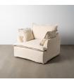 SILLÓN BEIGE MADERA / TEJIDO SALÓN 115 X 109 X 97 CM