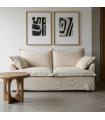 Beige wood / fabric 2 seater sofa 200 x 109 x 90 cm