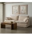 SOFÁ 3 PLAZAS BEIGE MADERA / TEJIDO 230 X 109 X 90 CM