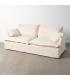 SOFÁ 3 PLAZAS BEIGE MADERA / TEJIDO 230 X 109 X 90 CM