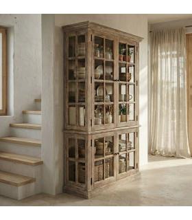 VITRINA MADERA DE PINO SALÓN 120 X 40 X 195 CM