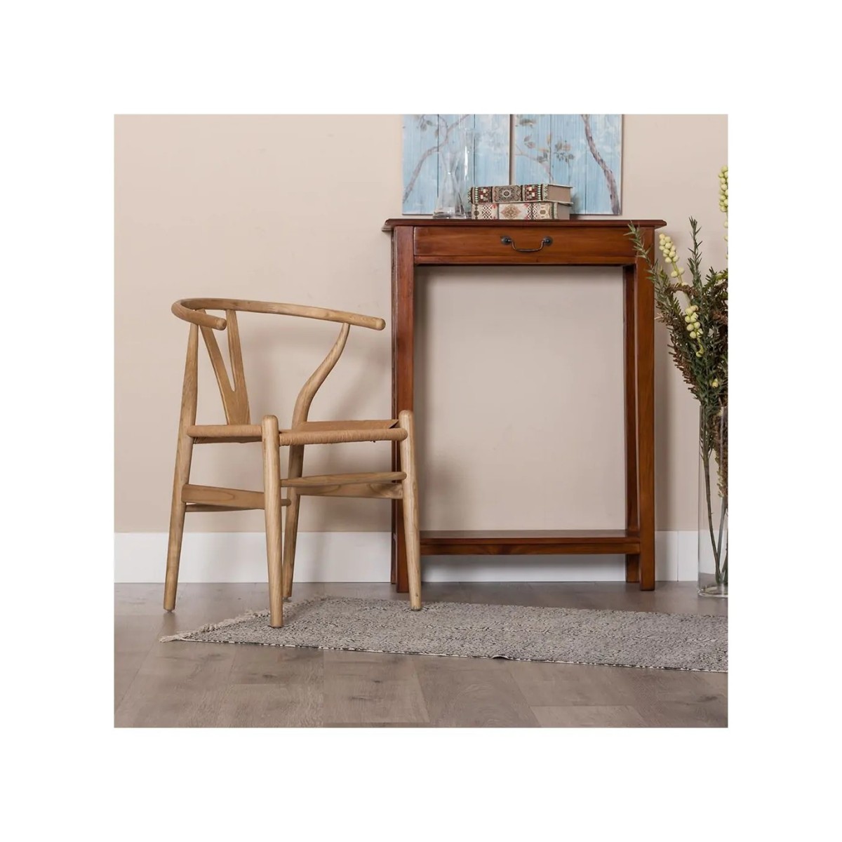 SILLA NATURAL MADERA DE OLMO DECORACIÓN 56 X 48 X 78 CM