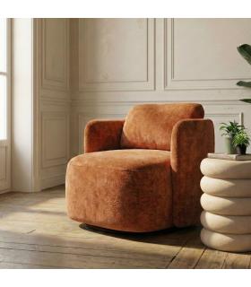 SILLÓN GIRATORIO TERRACOTA TEJIDO SALÓN 87 X 85 X 66 CM