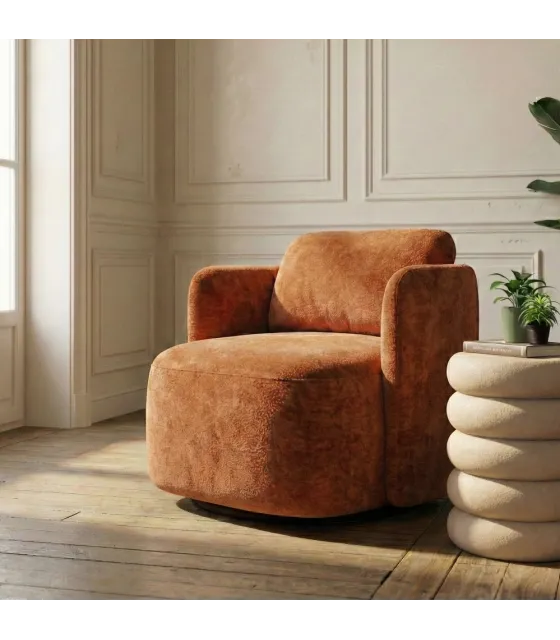 SILLÓN GIRATORIO TERRACOTA TEJIDO SALÓN 87 X 85 X 66 CM