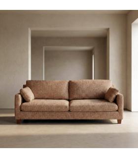 SOFÁ 3 PLAZAS OCRE TEJIDO-MADERA 221 X 90 X 87 CM