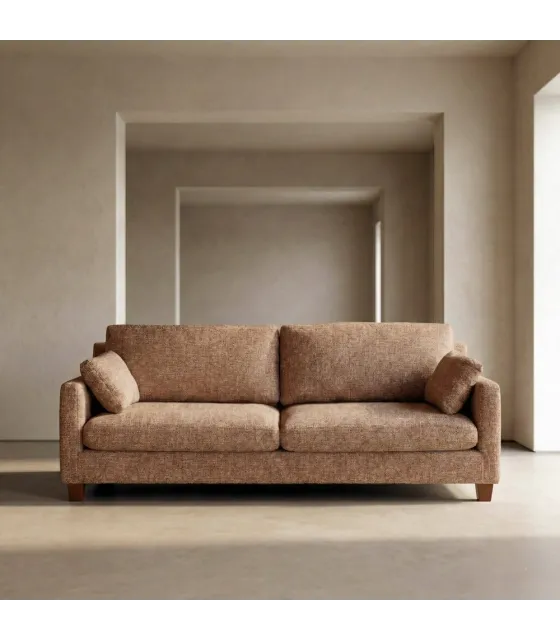 SOFÁ 3 PLAZAS OCRE TEJIDO-MADERA 221 X 90 X 87 CM