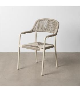 SILLA TAUPE ALUMINIO-RATTÁN PE EXTERIOR 57 X 61 X 82 CM