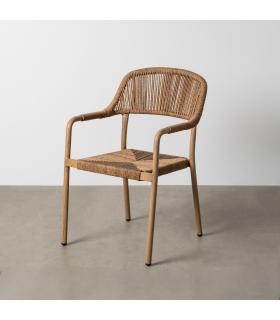 SILLA SIMIL MADERA ALUMINIO-RATTÁN PE 57 X 61 X 82 CM