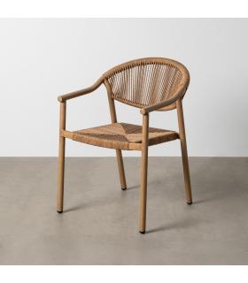 SILLA SIMIL MADERA ALUMINIO-RATTÁN PE 56,50 X 62,50 X 80,50