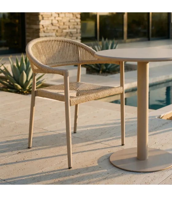 SILLA BEIGE ALUMINIO-RATTÁN PE CONTRACT 56 X 58 X 76 CM