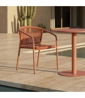 SILLA TERRACOTA ALUMINIO-RATTÁN PE 57 X 60 X 77,50 CM