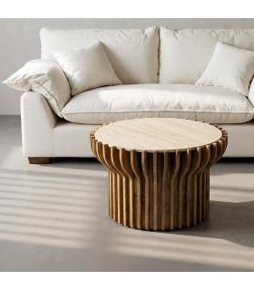 MESA CENTRO MADERA-MÁRMOL SALÓN 78,50 X 78,50 X 47 CM