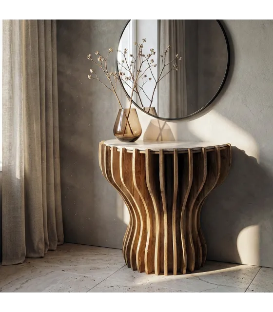 CONSOLA MADERA-MÁRMOL SALÓN 92 X 40 X 76 CM
