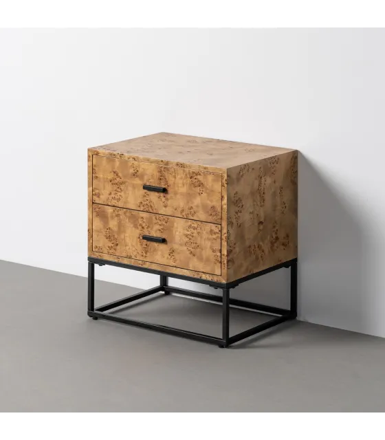 MESITA NATURAL-NEGRO DM-METAL 55 X 41 X 55 CM