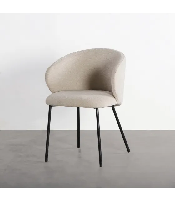 SILLA BEIGE TEJIDO-METAL CONTRACT 56,50 X 56 X 74,50 CM