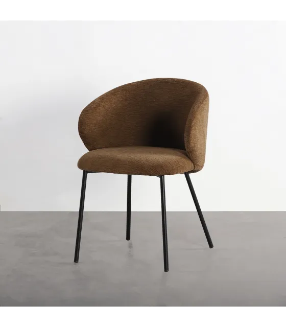 SILLA MARRÓN TEJIDO-METAL CONTRACT 56,50 X 56 X 74,50 CM