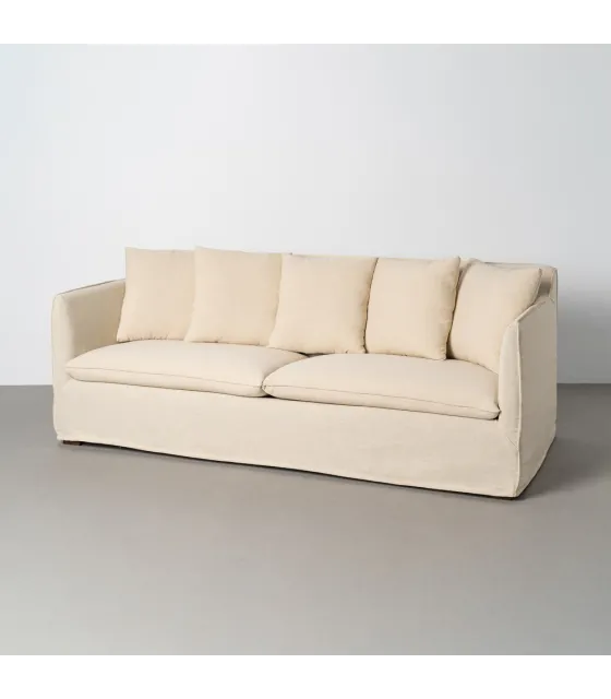 SOFÁ BEIGE TEJIDO SALÓN 215 X 92 X 78 CM