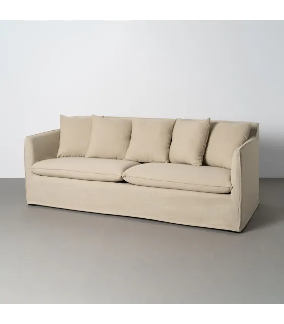 SOFÁ TAUPE TEJIDO SALÓN 215 X 92 X 78 CM