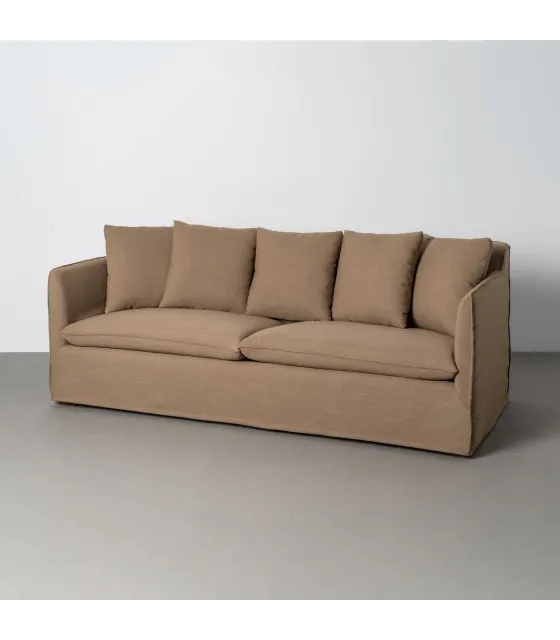 SOFÁ MARRÓN TEJIDO SALÓN 215 X 92 X 78 CM