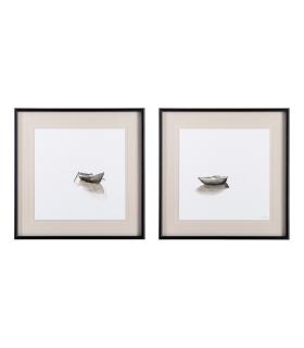 CUADRO PINTURA BARCAS 2/M MADERA-CRISTAL 80 X 80 CM